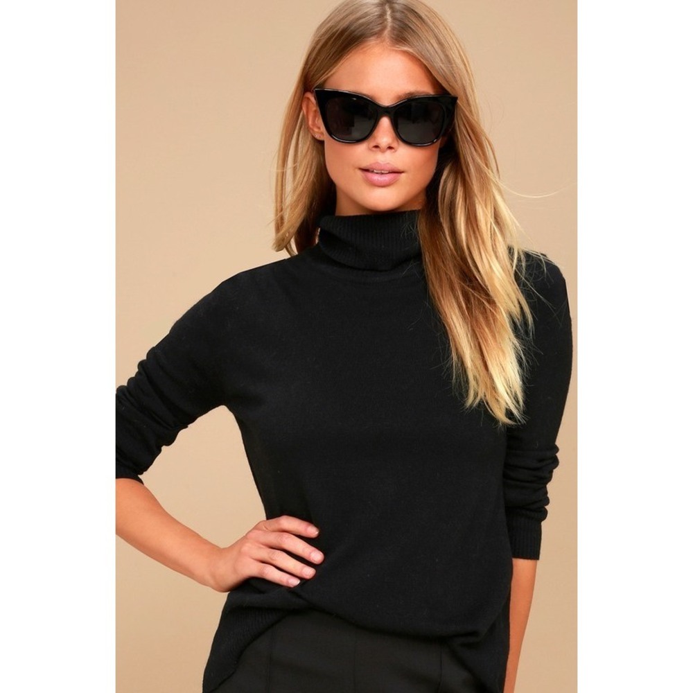 Lulus Ottawa Black Turtleneck Sweater Top - Size S
